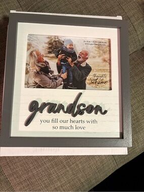 Grandson Framed Photo Plaque - Gray and white.